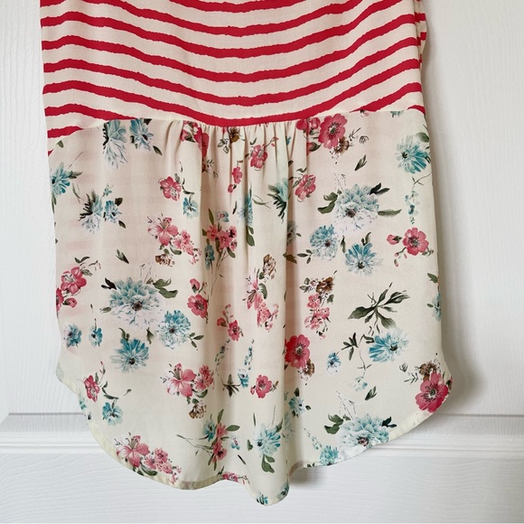 Fun 2 Fun Striped & Floral Sleeveless Blouse - Picture 9 of 10